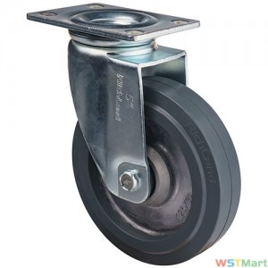 5寸活动双轴承铝合金心灰色橡胶轮